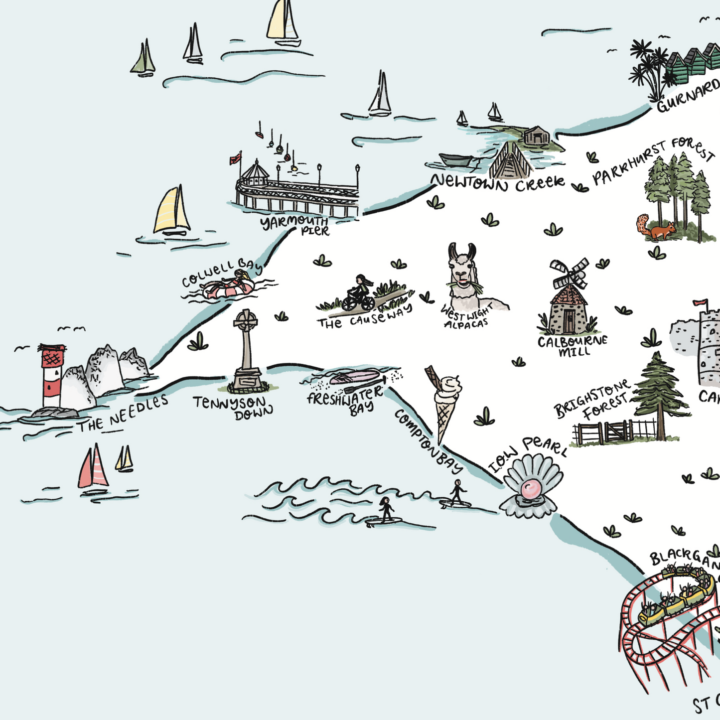 Lottie Rose's Hand-drawn IOW Map